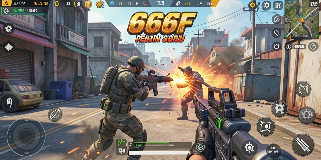 Tangkapan layar utama gameplay 666F yang penuh aksi dan tantangan.