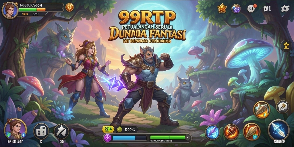 Tangkapan layar <strong>99RTP</strong> menampilkan karakter utama menjelajahi hutan yang misterius.