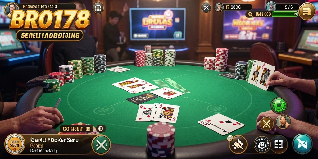 Tampilan gameplay Poker yang mendebarkan di BRO178.