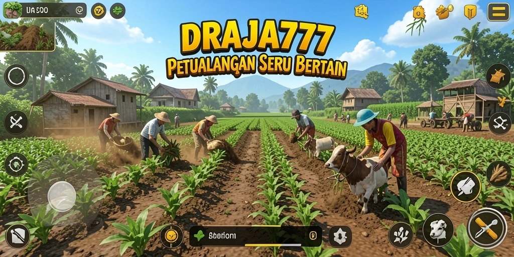 Tangkapan layar menunjukkan pemain mengelola ladang dengan penuh warna di DRAJA777.