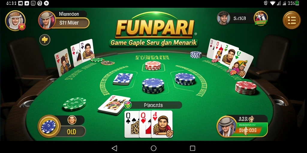Gameplay seru Gaple di aplikasi FUNPARI dengan pemain dari seluruh Indonesia.