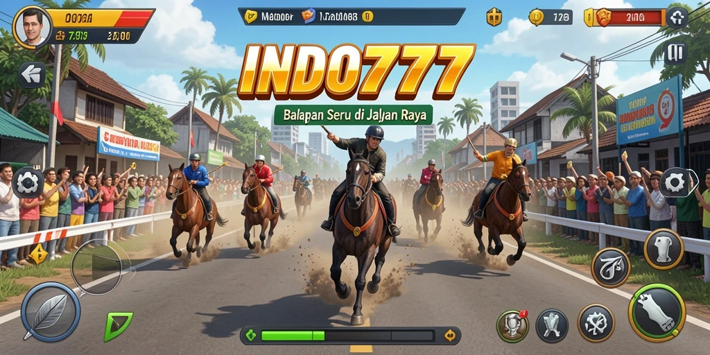 Tampilan gameplay balap seru di INDO777 dengan mobil yang melaju kencang.