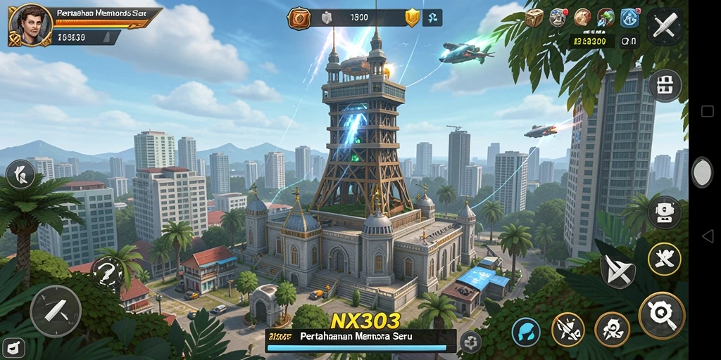 Tampilan seru gameplay Tower Defense di NX303.