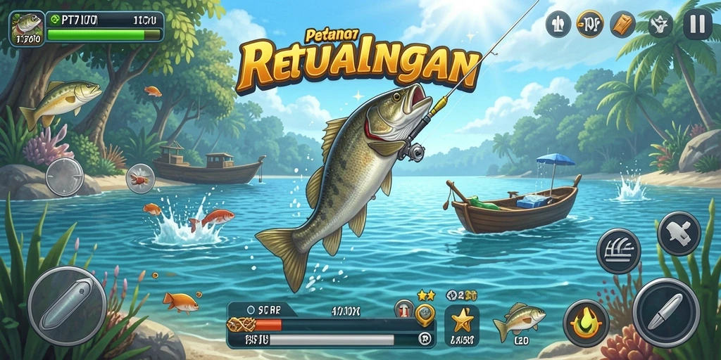 Tampilan gameplay PT707 yang menarik saat menangkap ikan di laut.