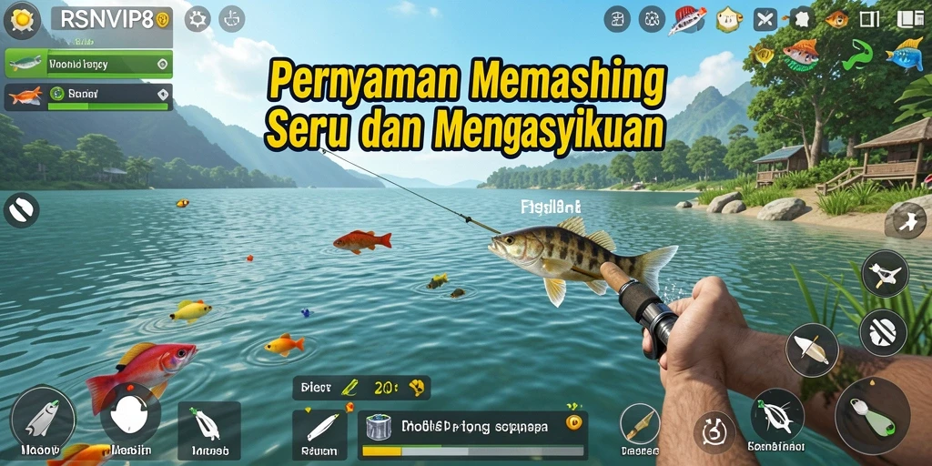Tampilan gameplay RSNVIP8 dengan aksi memancing yang seru.